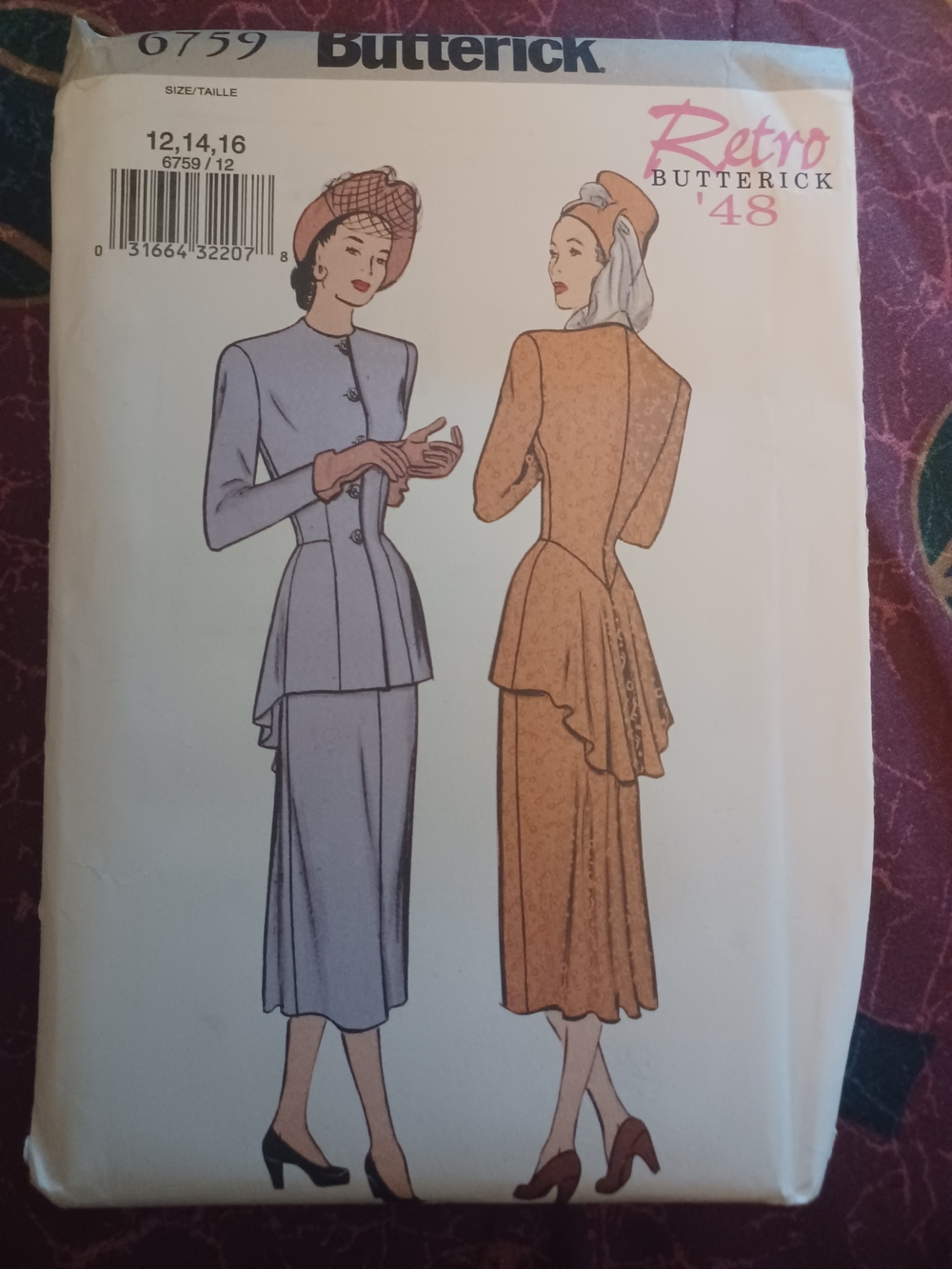 Retro Butterick '48 Vintage Style Midi Two-piece, Sizes 12-24-16